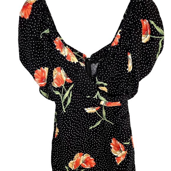 Forever 21 Small Black Dot Women's Short Sleeves Sun Dress Miss Size 4 6 - Picture 1 of 6